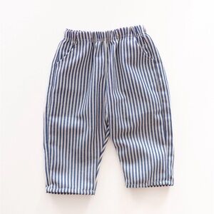 100% cotton kids railway pants, blue stripes, 12 month